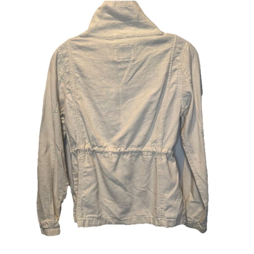 Old Navy Cream Linen Blend Womens Long Sleeve Utility Jacket XS Minimalist - Picture 7 of 11
